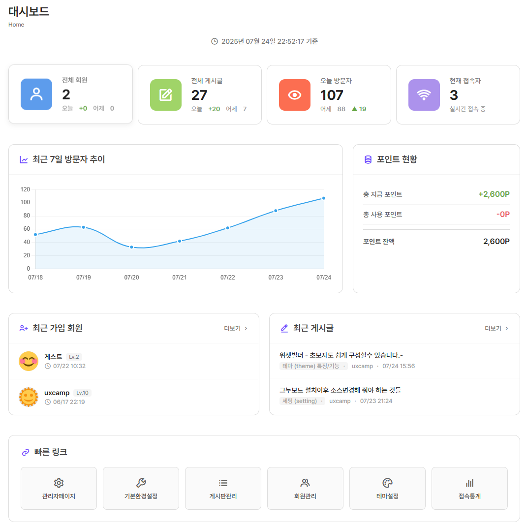 대시보드 메인 화면
